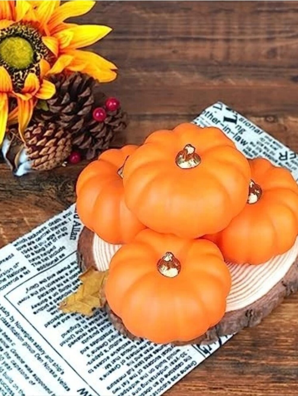 Mini Artificial Pumpkins Bulk Faux Orange Foam Fall Autumn Thanksgiving Decor